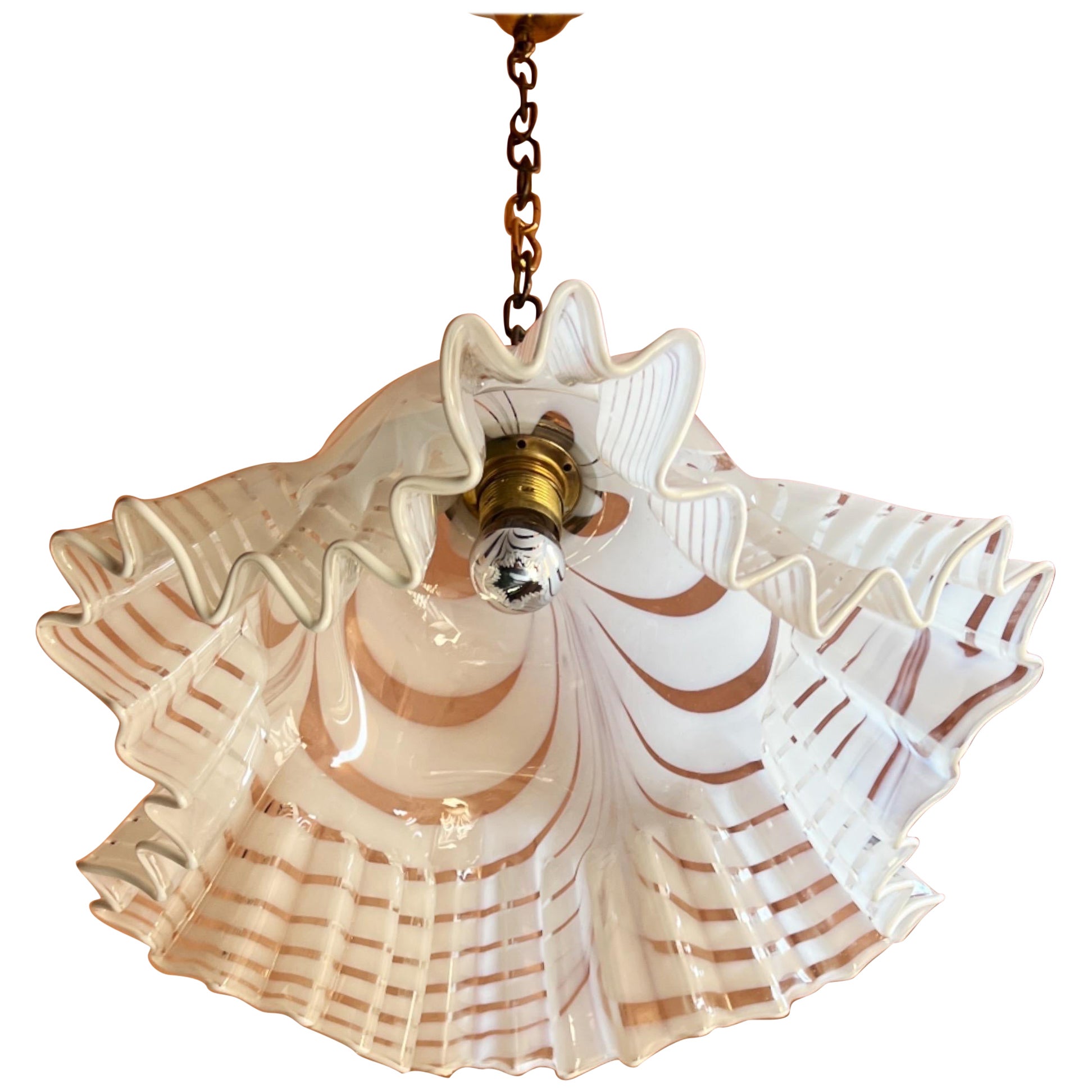 Mid-Century Modern pendant light in Murano Swirl Glass by Venini, circa 1970