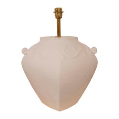 1970s Whitewashed Ceramic Lamp in White
