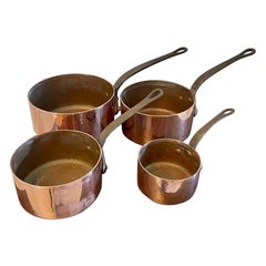 Antique 19th Century French Set of Four Copper Pans