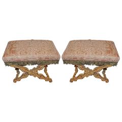 Used Pair of 19th Century Giltwood Taborets