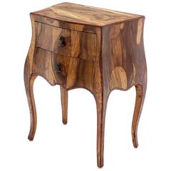 Vintage Patched Burl Wood Italian Bombay Side Table Nightstand