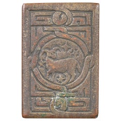 Tiffany Studios New York Zodiac-Muster Bronze Streichholzschachtel-Halter