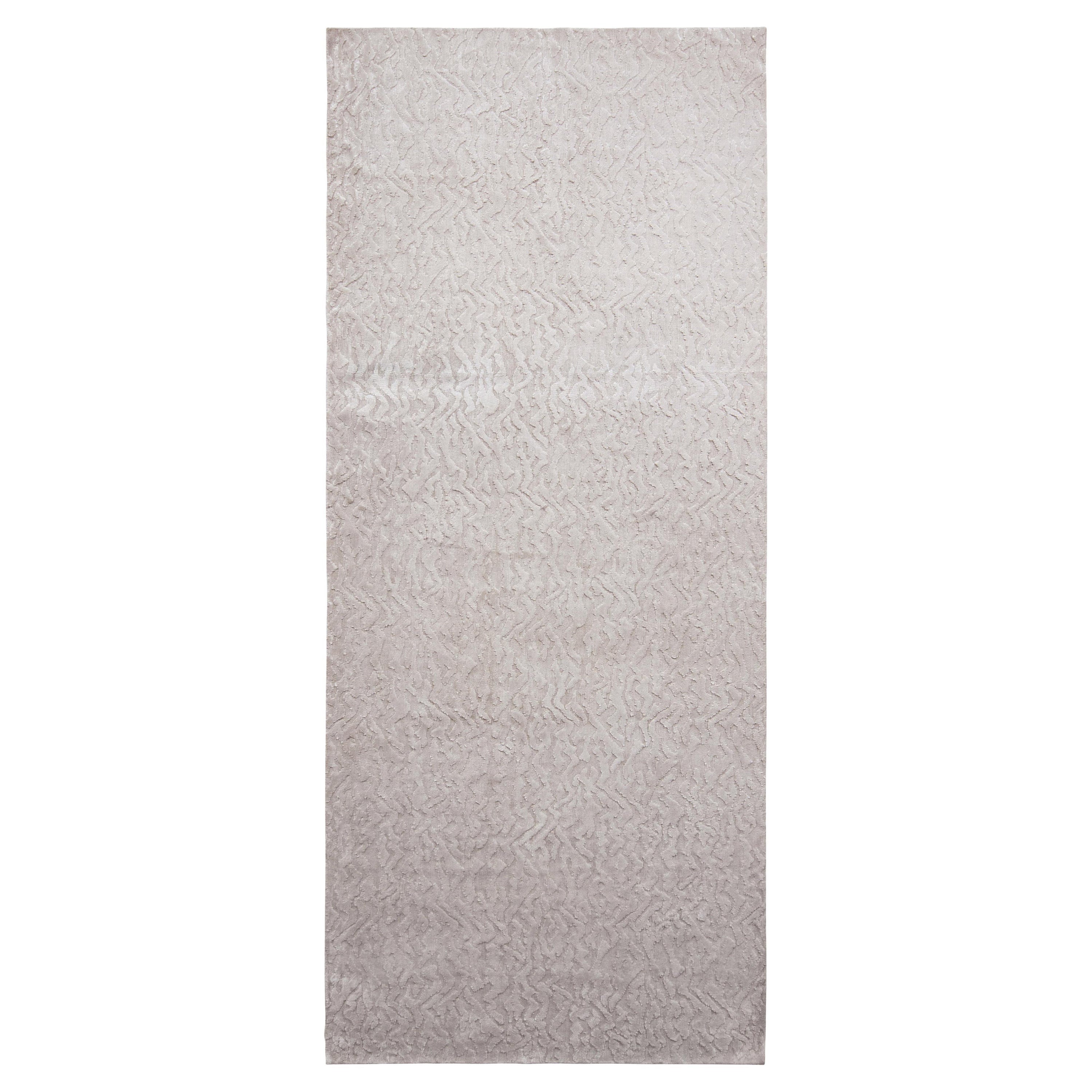 Rug & Kilim's Hand Knotted Contemporary Rug in Gray Textural Geometric Pattern For Sale