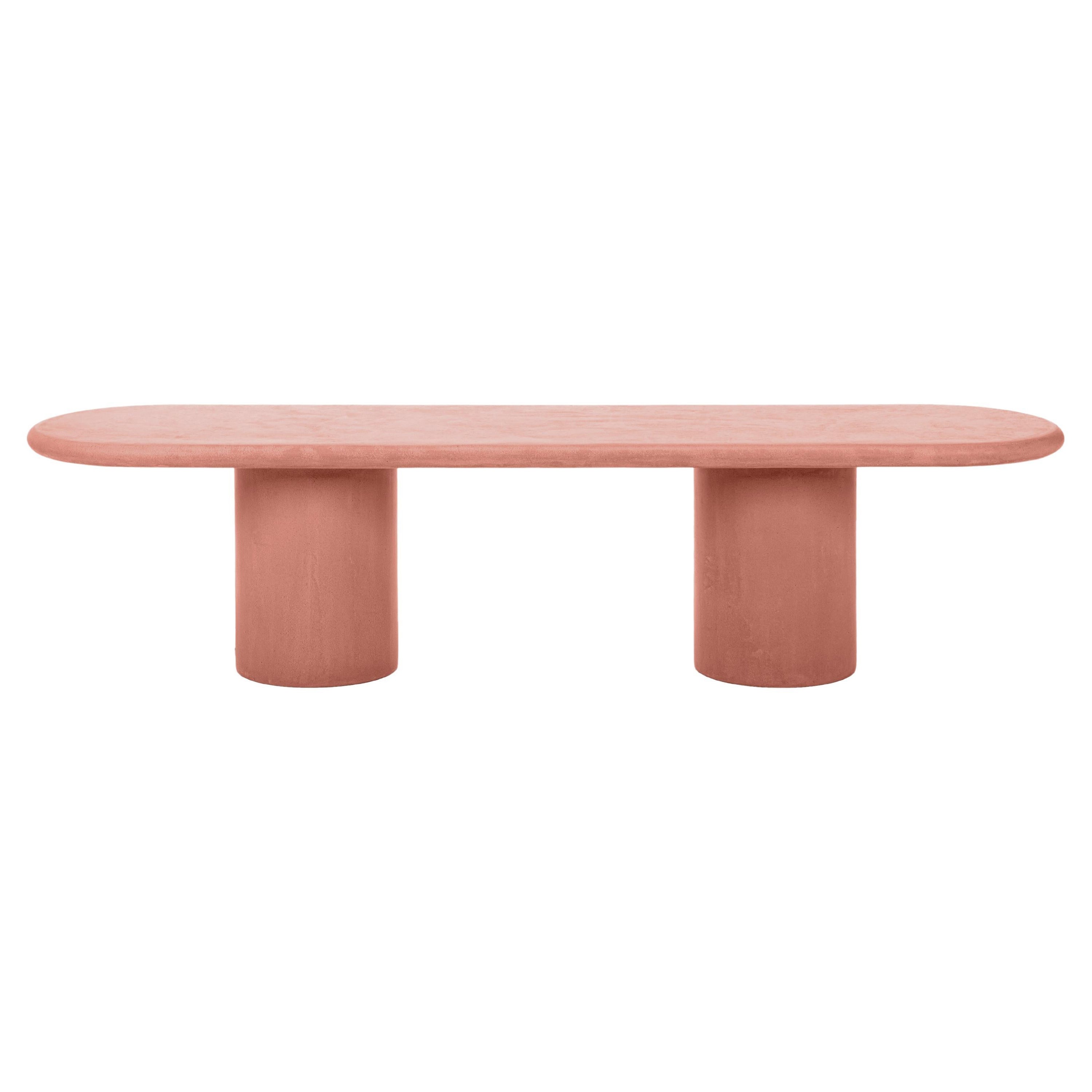 Banc "colonne" contemporain en plâtre naturel arrondi 200cm par Isabelle Beaumont