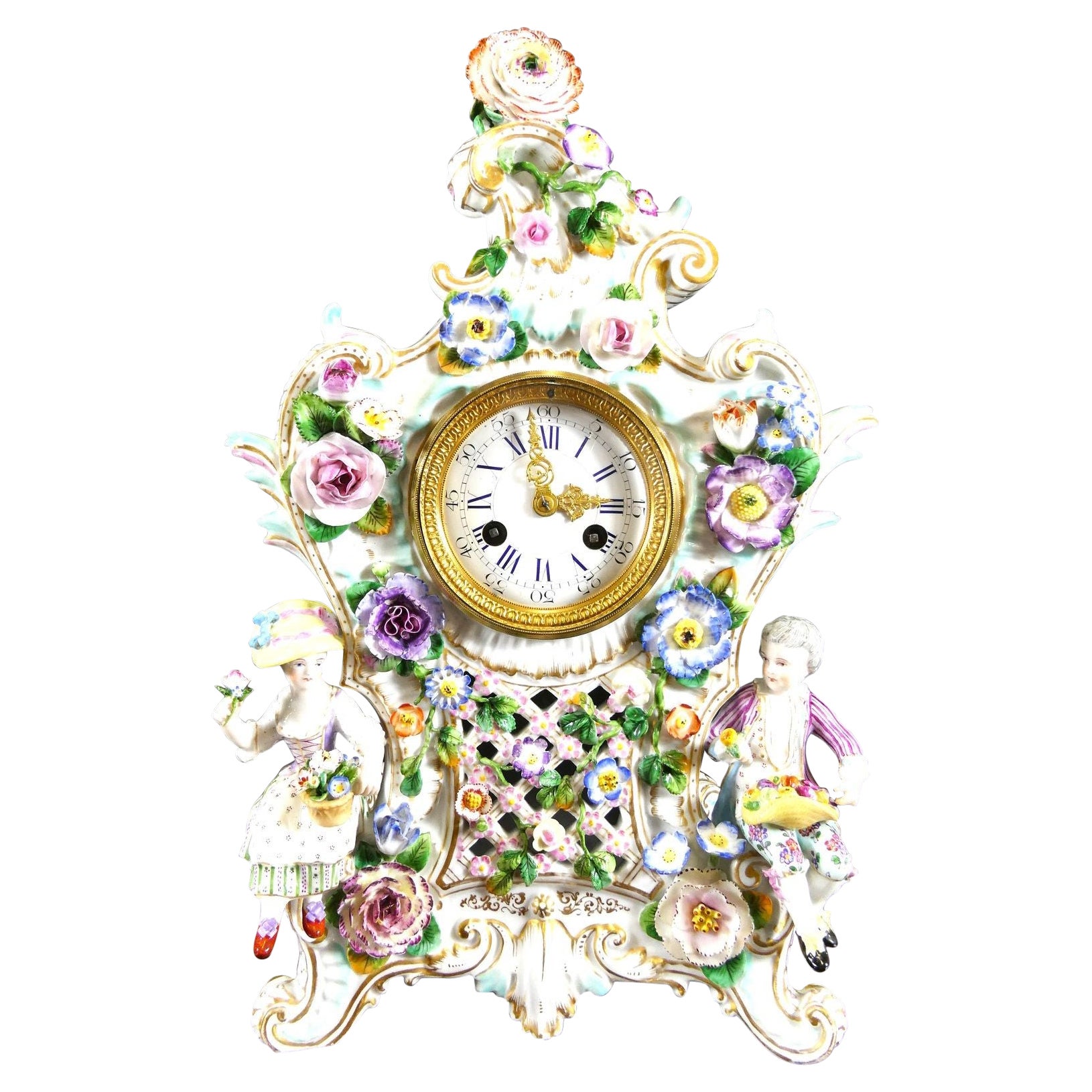 Orologio da tavolo figurato in porcellana francese