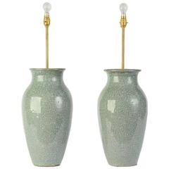 Pair of Chinese Celadon Vases/Lamps
