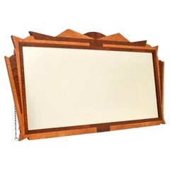 Vintage Art Deco Walnut and Satinwood Mirror
