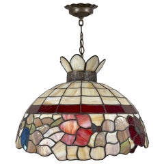 Tiffany Style Art Nouveau Stained Glass  Multicolor Pendant Or Chandelier