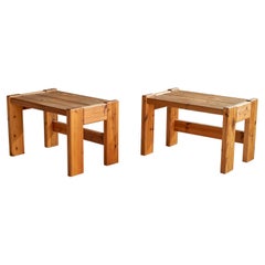 Schwedischer Designer, Beistelltische, Kiefernholz, Schweden, 1970er Jahre