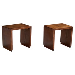 Italian Designer, Side Tables, Oak, Italy, 1930s