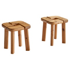 Olof Ottelin Attribution, Stools, Pine, Finland, 1970s