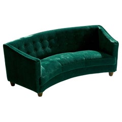 Danish Designer, Sofa, Velvet, Wood, Denmark, 1940s