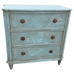 Swedish Gustavian Style Painted 3 Drawer Chest Bureau