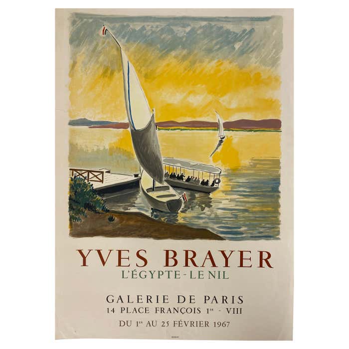 Yves Brayer Original Art Exhibition Poster for Galerie de Paris Egypt ...