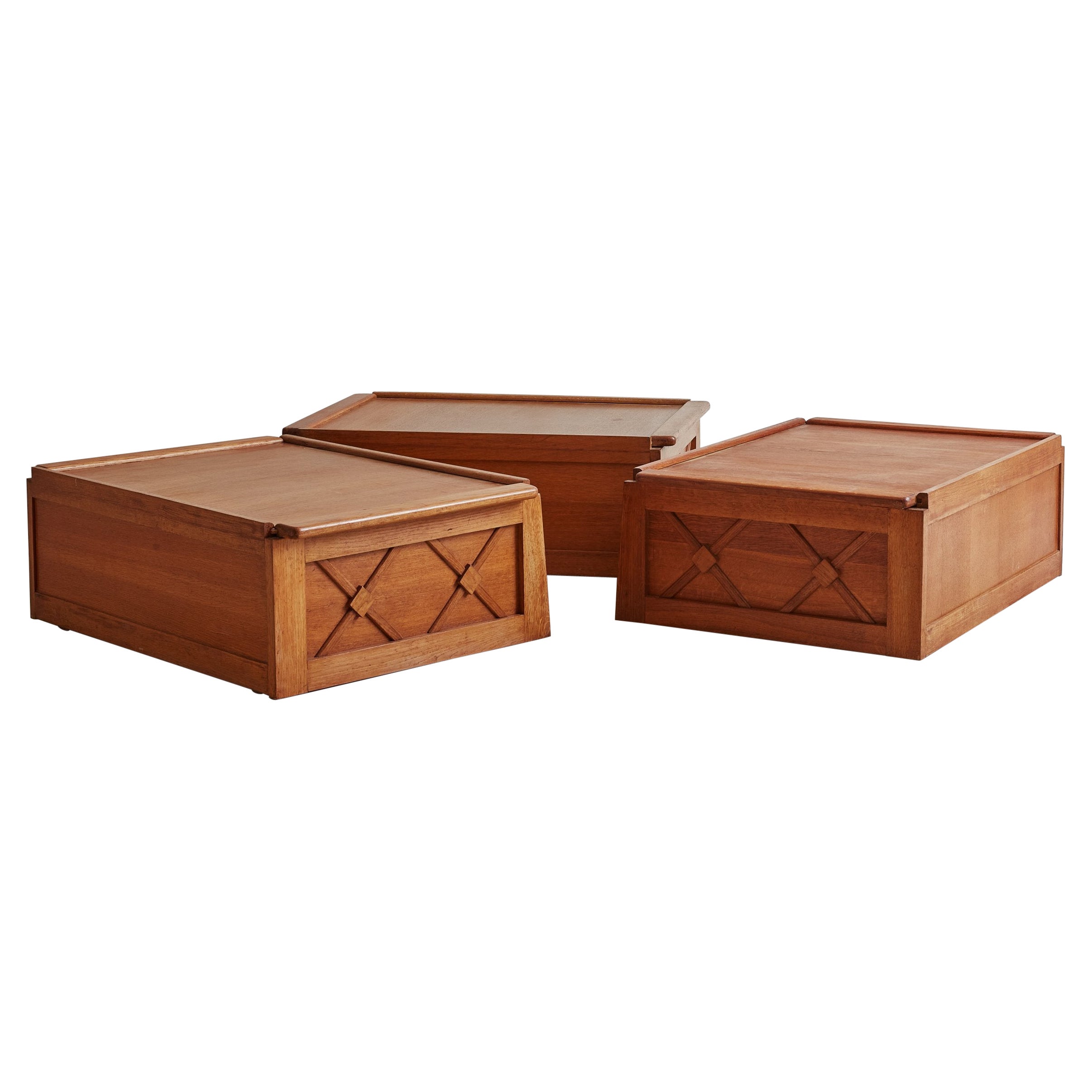 Vintage Wood Coffee Table with Sliding Top + Storage