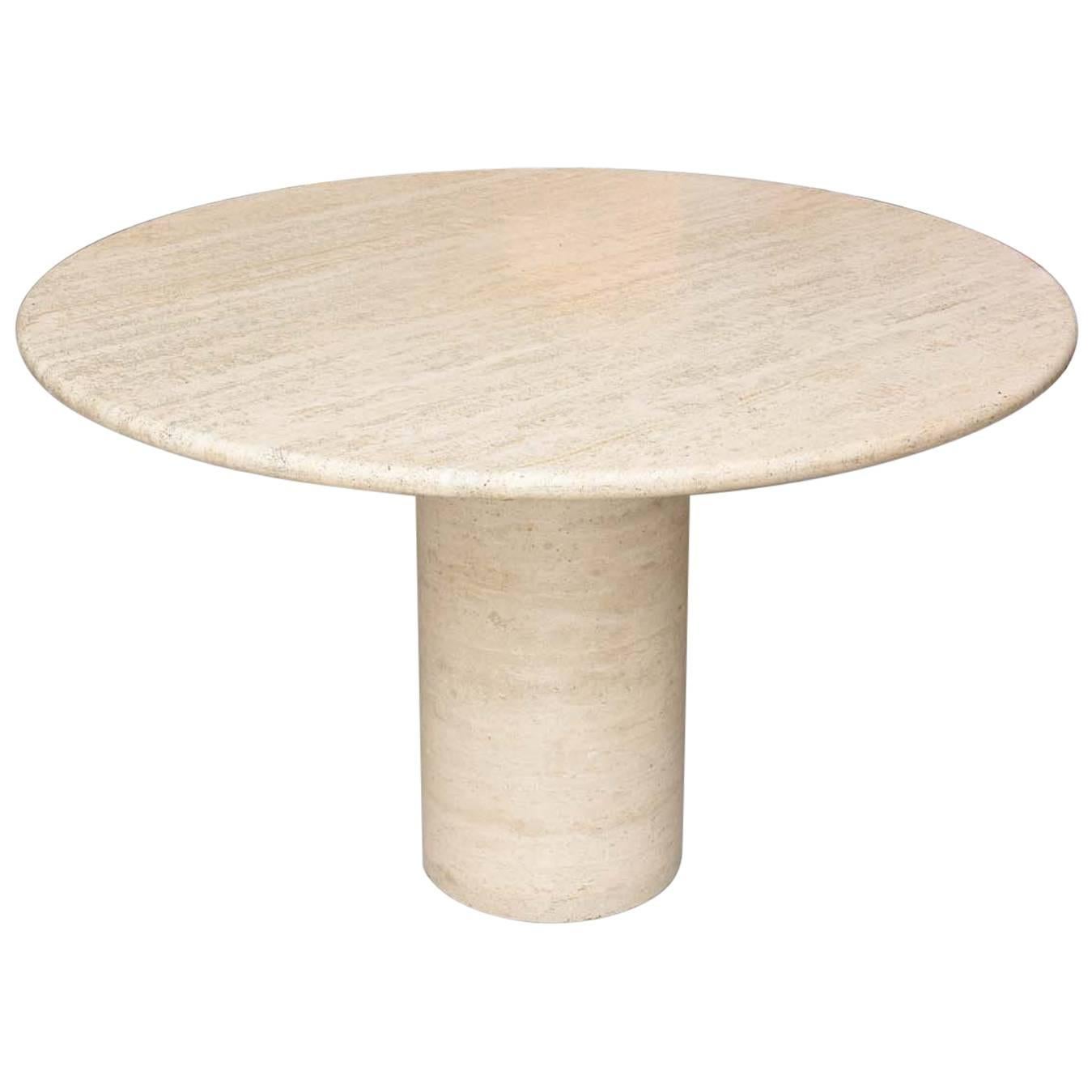 Circular Travertine Stone Dining Table at 1stDibs