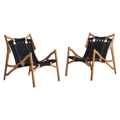 Black Woven Rope + Oak Lounge Chair by Martin Godsk, Denmark 21st Century