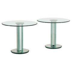 Pair of Glass Top Mirrored Side Tables Attributed to Luigi Massoni for Gallotti