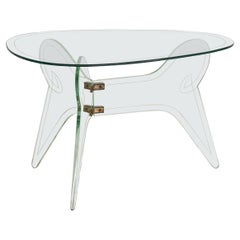 Petite Organic Form Glass Side Table with Tripod Base, Italy 1950s