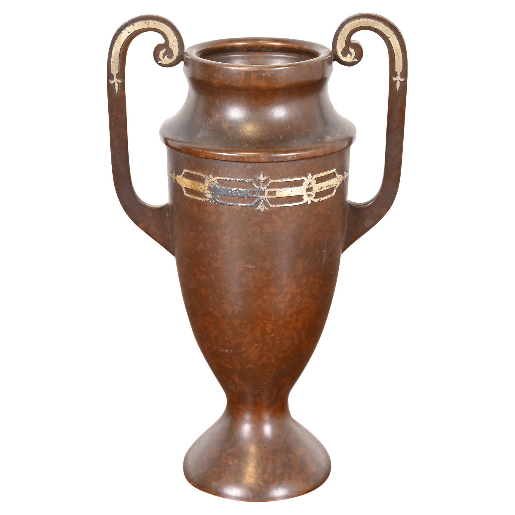 Heintz Arts & Craft Sterling Silber auf Bronze Amphora Vase