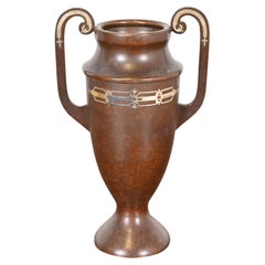 Heintz Arts & Crafts Sterling Silver on Bronze Amphora Vase