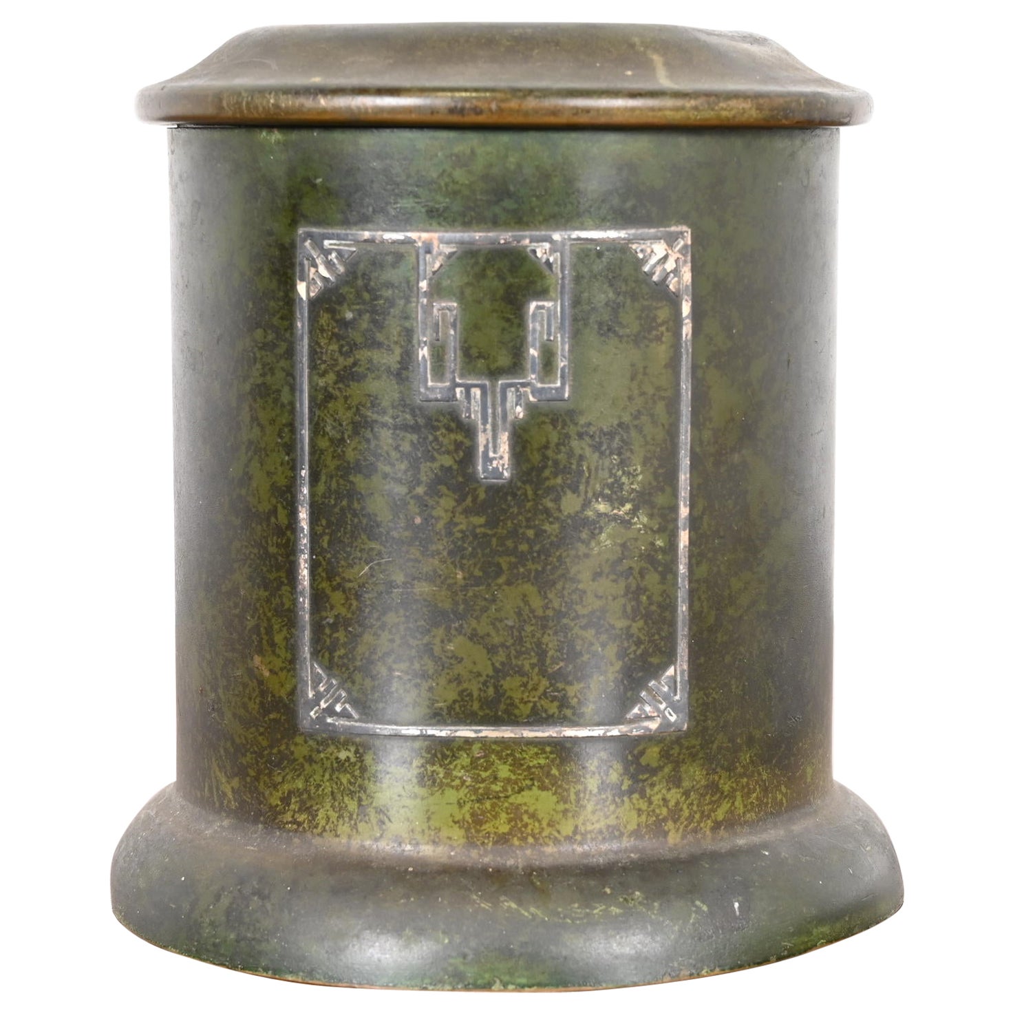 Heintz Arts & Crafts Sterling Silver on Bronze Lidded Tea Caddy or Cigar Box