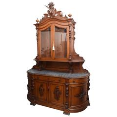 Superb French Oak Carved Antique Hunt Board Server Cabinet Great Log Cabin