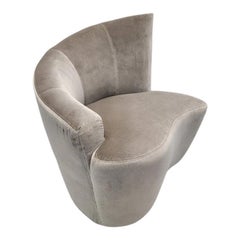 Mid Century Modern Swivel Lounge Chair Newly Upholstered in Velvet