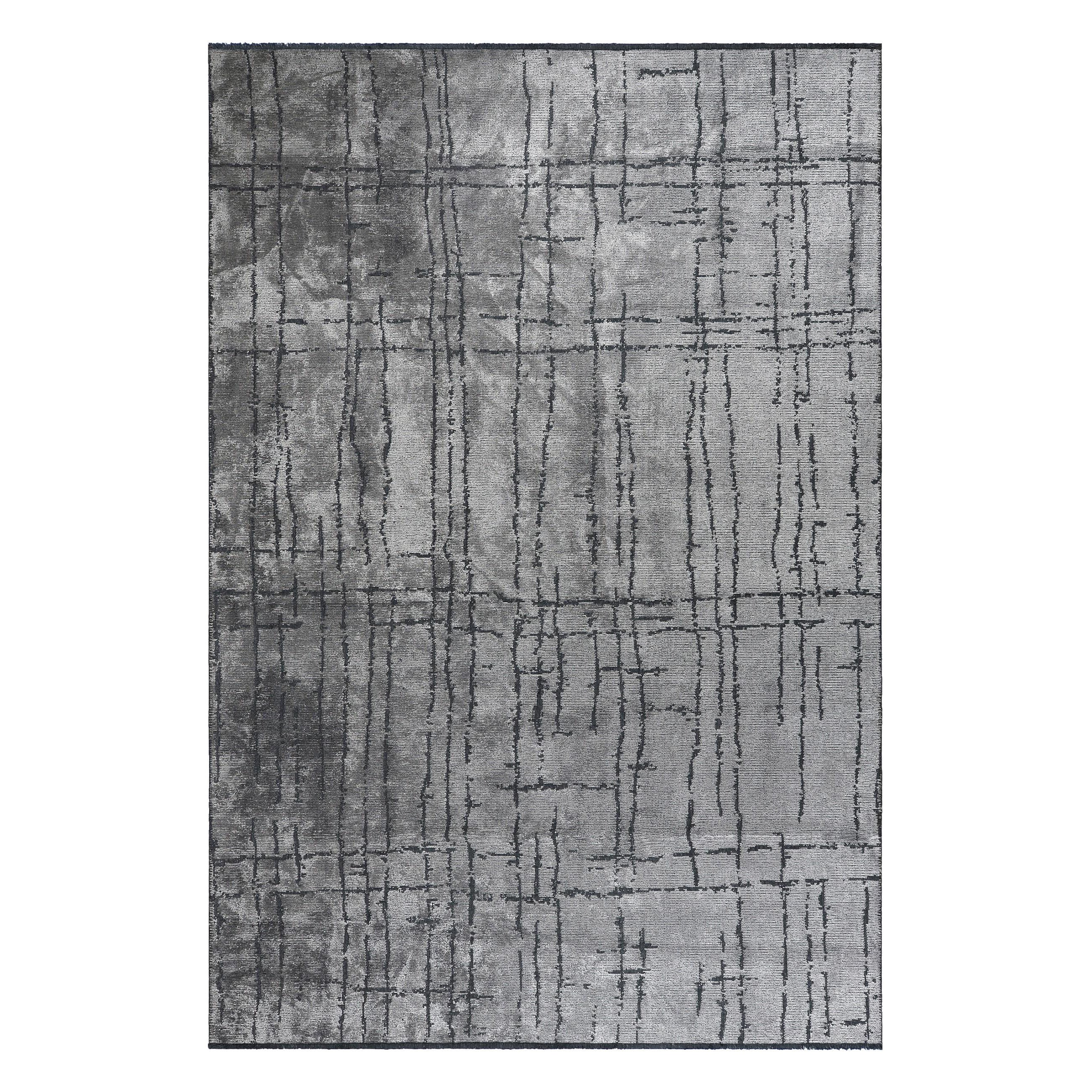 En vente :  (Gris) Tapis de sol Moderns Abstract Luxury, fini à la main