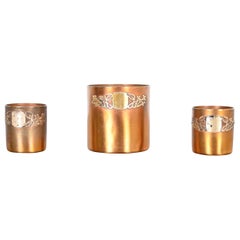 Juego de tres vasos Heintz Arts & Crafts de plata de ley sobre bronce