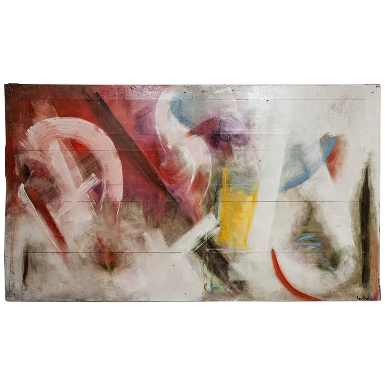 Abstract Painting on Board Signed Mari Revoltella