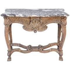 Antique 18th Century Bleached Walnut Console with Marble Top