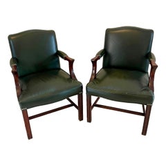 Pair of Antique Quality Leather and Mahogany Desk Chairs