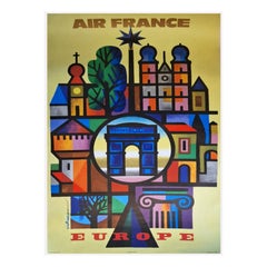 1960 Air France - Europe Affiche originale signée à la main The Vintage Poster