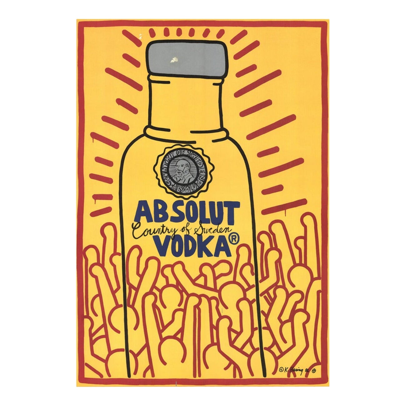 1986 Keith Haring - Absolut Vodka Poster originale d'epoca