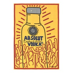 1986 Keith Haring - Absolut Vodka Poster originale d'epoca