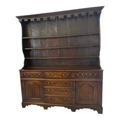 Antique George III Outstanding Quality Oak Welsh Dresser and Original Plate Rack