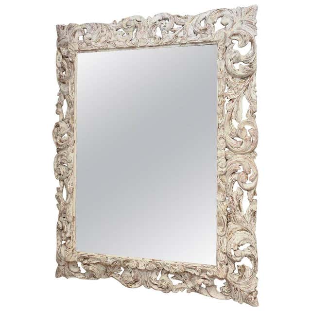 Hand-Carved European Wooden Mirror with Rococo Revival Foliate ...