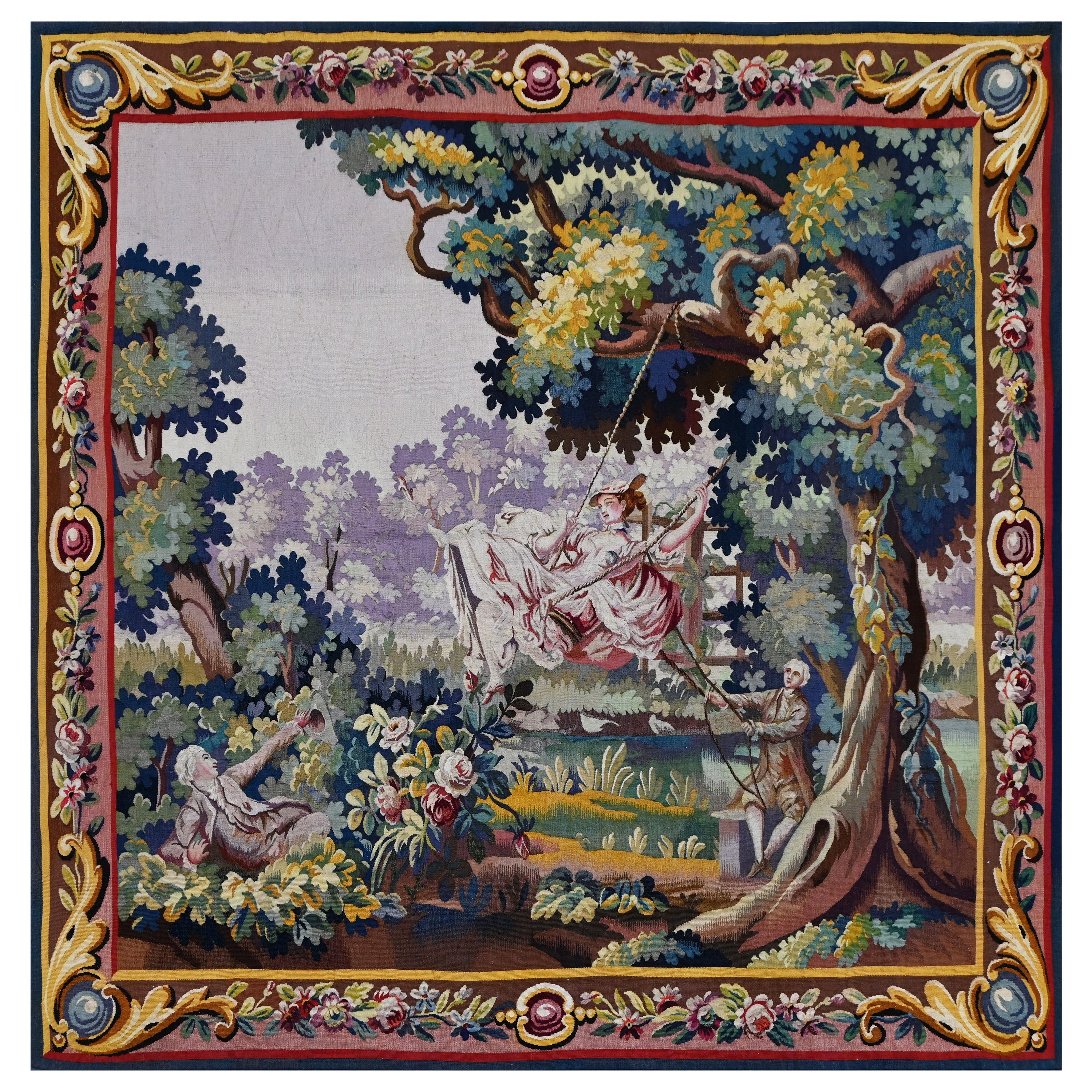 Fragonard Honore, The Happy Chances of the Swing - French Tapestry - No. 1451 For Sale
