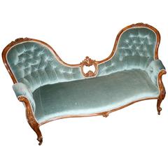 French 19th Century Carved Walnut Double Ended Chaise Longue
