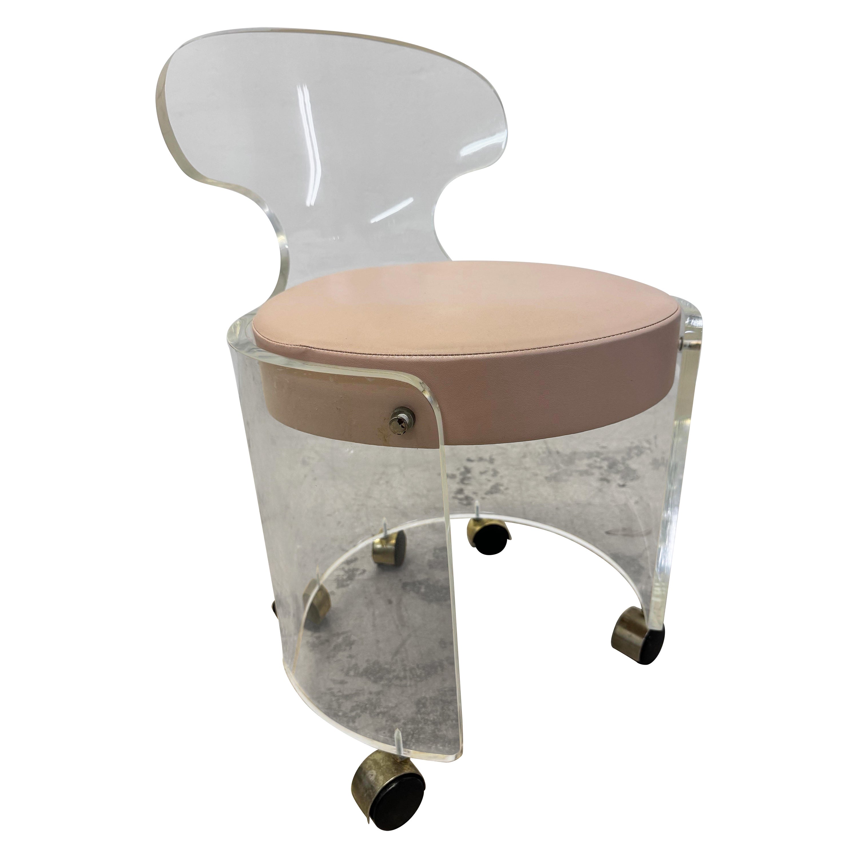 Mid-Century Lucite Vanity Stool / Chair on Casters
