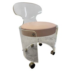 Mid-Century Lucite Vanity Hocker / Stuhl auf Rollen