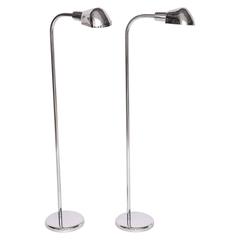 Pair of American Art Deco Style Aluminum and Chrome Metal Floor Lamps, 1960s 10