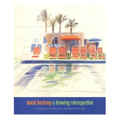 1996 David Hockney - Retrospettiva sui disegni - Poster originale del venditore del LACMA