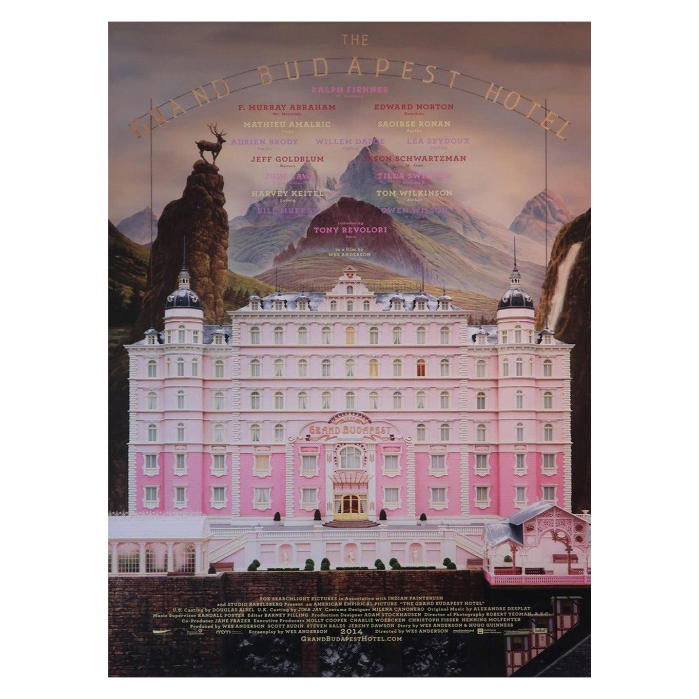 Affiche vintage originale de l'hôtel Grand Budapest 2012 en vente