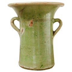 19th century green glazed terra cotta vase ...