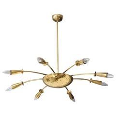 Mid-Century Modern Chandelier in the style of Stilnovo in Brass, 1950s 1