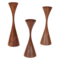 American Craftsman Rude Osolink Master Woodturner Walnut Candlesticks