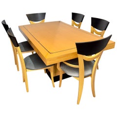 Pietro Costantini Post-Modern Style Lacquer Dining Table and Chairs, Set of 7