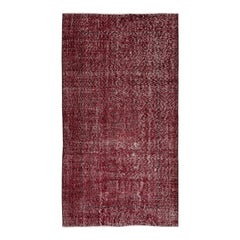 4x7 Ft Modern Solid Burgundy Red Accent Rug, Handmade Turkish Small Carpet